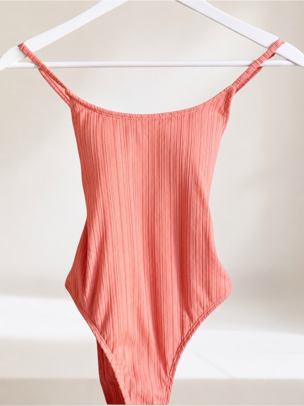 NWOT Xhilaration Tangerine Orange Peach Ribbed Backless One-Piece Swimsuit Small